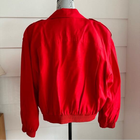 Vintage Cherry Red Silk Blend Bomber Jacket by Liz Claiborne 80s 90s jacket - Picture 8 of 11